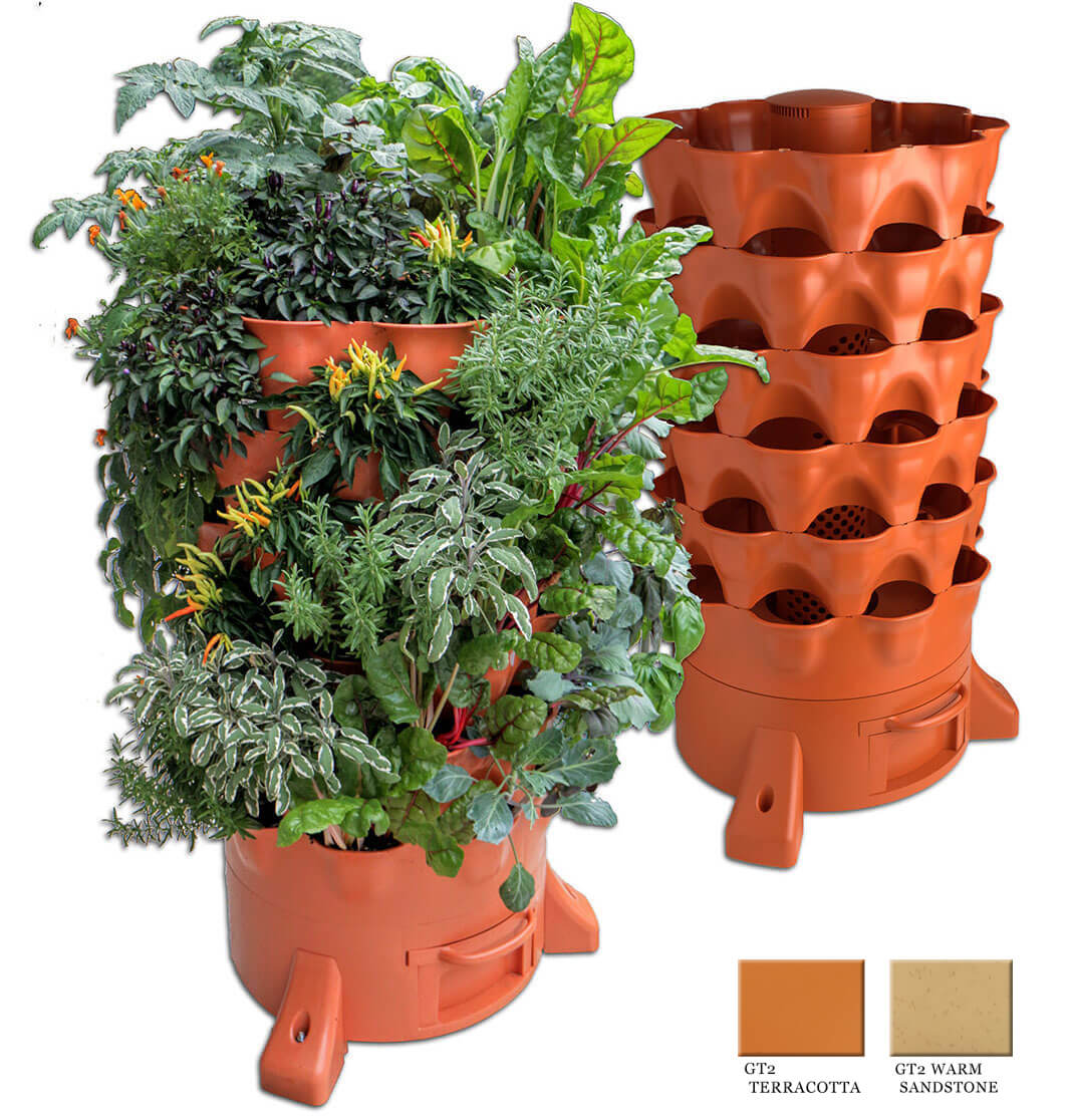 5 Tier Vertical Garden Tower Stackable Planter Herb Flower Veg Pots Plastic